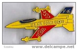 US Air Force. F16 Jaune Et Rouge - Airplanes