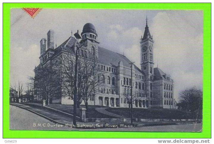 FALL RIVER, MA - B.M.C. DURFEE HIGH SCHOOL - CARD TRAVEL IN 1907 - UNDIVIDED BACK - - Fall River