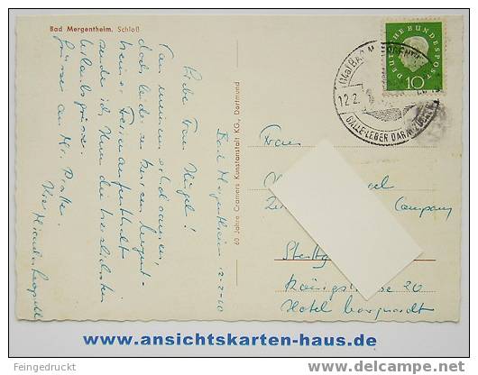 D 3761 - Bad Mergentheim, Schloss - CAk, 1960 Gelaufen - Bad Mergentheim