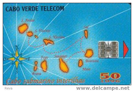 CAPE  VERDE  50 UNITS  MAP OF  CAPE VERDE  ISLANDS  CHIP   FRESH  AS MINT  CPV-13 - Kapverden