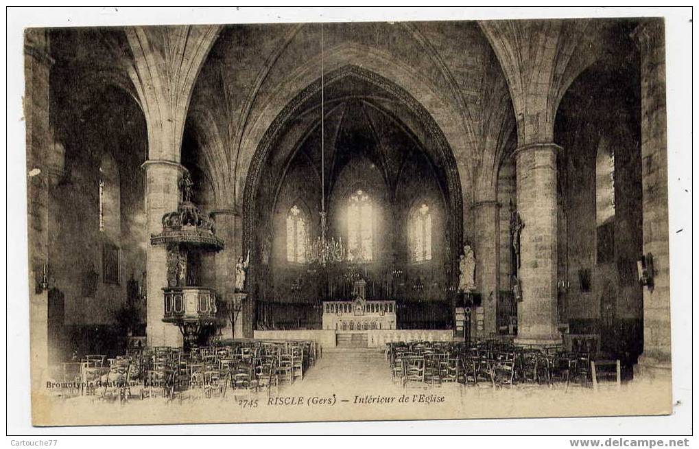 J16 - RISCLE - Intérieur De L'église (1923 - Oblitération De Riscle) - Riscle