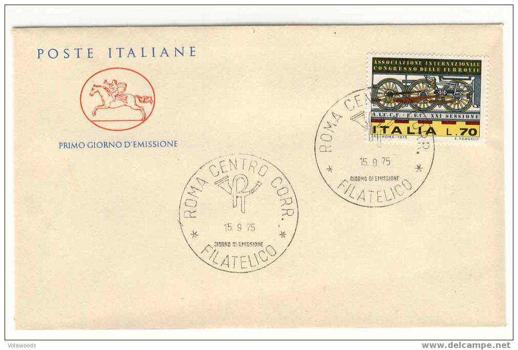 Italia - Busta Fdc Con Serie Completa: XXI Sessione Dell'Associazione Internazionale Del Congresso Delle Ferrovie - Autres (Terre)