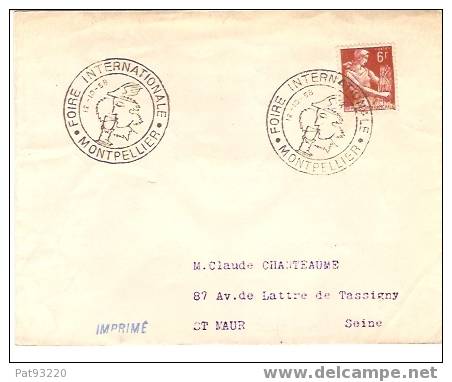 Boissons : FOIRE INTERNATIONALE De MONTPELLIER 12.10.58  Enveloppe Entière Circulée - Autres & Non Classés