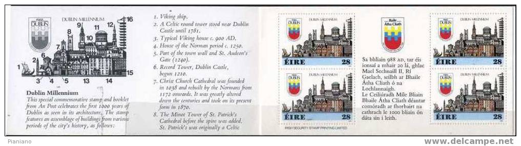 PIA - IRL - 1988 - Millenaire De Dublin   - (Yv  C 645) - Carnets