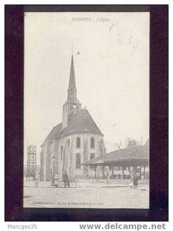 009465 Souppes L'église édit.davoigneau Animée Halles Belle Carte - Souppes Sur Loing