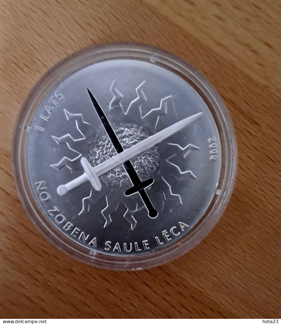 Latvia , Lettland , Lettonia  - SABER ;  Fight For Freedom ;MAP OF LATVIA -2006 Silver-proof - Letland