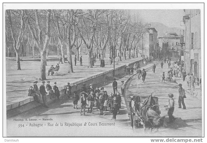 13 //BOUCHES DU RHONE / AUBAGNE / Rue De La République Et Cours Beaumont / N° 594 Lacour / ANIMEE / - Aubagne