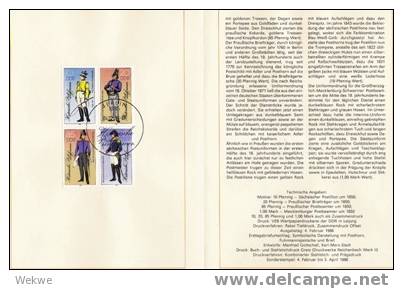 DDR001/Ersttagsblatt Nr. 2,1986  – Uniformen Der Post  – Zusammendruck U. Satz - 1e Dag FDC (vellen)