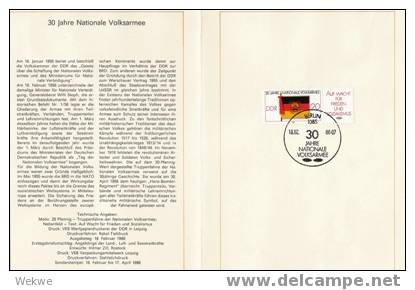 DDR002/ Ersttagsblatt Nr. 3, 1986 &ndash; Nationale Volksarmee, Mit Fahne (Flagge) - 1er Día – FDC (hojas)