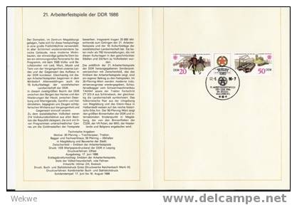 DDR006/Ersttagsblatt Nr. 12, 1986 &ndash; Festspiele Magdeburg, 3-er Kombination - 1er Día – FDC (hojas)