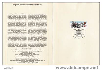 DDR010/Ersttagsblatt Nr. 16, 1986 – 25 Jahre Mauerbau - 1. Tag - FDC (Ersttagblätter)