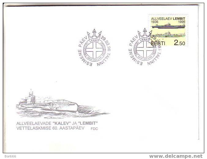 ESTONIA FDC 1996 / 2 - Submarine Lembit - Sous-marins