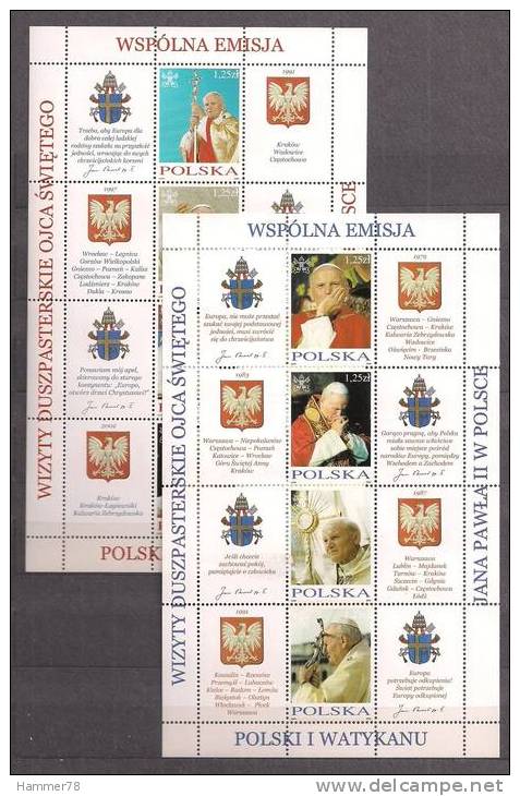 POLAND 2004 THE POPE JOHN PAUL II POLISH - VATICAN COMMON ISSUE 2MS MNH - Blocks & Kleinbögen