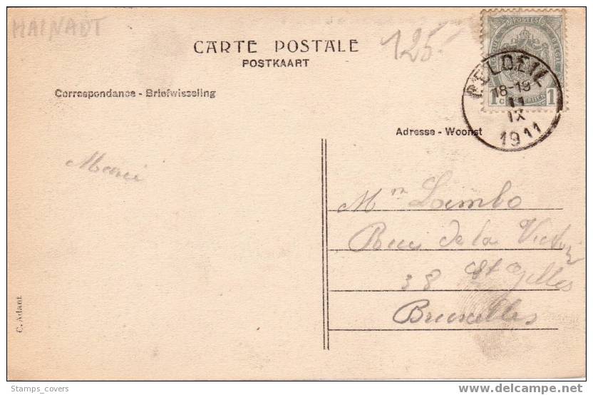 BELGIUM USED POST CARD 1911 BELOEIL GRAND BASSIN ET TERASSE - Beloeil