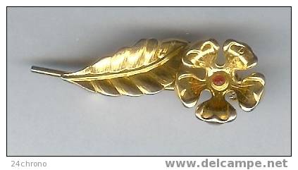 Broche Fleur Dorée Avec Rubis (06-6835) - Broschen