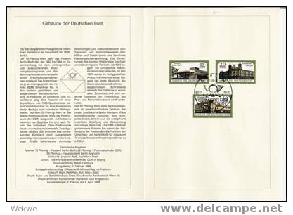 DDR018/ Ersttagsblatt Nr. 2, 1988 – Postgebäude - 1er Día – FDC (hojas)