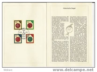 DDR021/ ETB Nr. 7, 1988 – Historische Siegel – 4-er Kombination U. Satz - 1e Jour – FDC (feuillets)