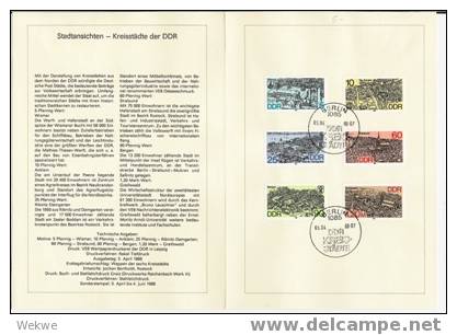 DDR022/ ETB Nr. 9, 1988 – Ansichten Von 6 Kreisstädten - 1e Jour – FDC (feuillets)