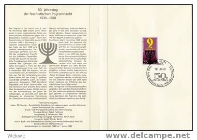 DDR032/ ETB Nr. 25, 1988 – Reichsprogromnacht - 1e Jour – FDC (feuillets)
