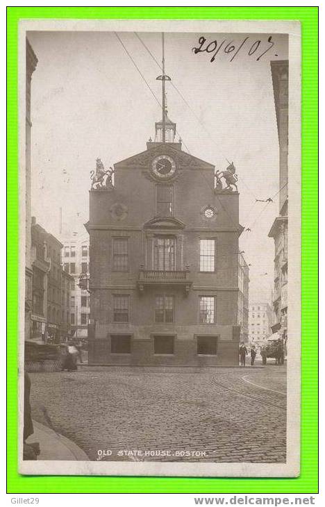 BOSTON, MA - OLD STATE HOUSE - CARD TRAVEL IN 1907 - RAMFORTH PUBLISHERS - UNDIVIDED BACK - - Boston