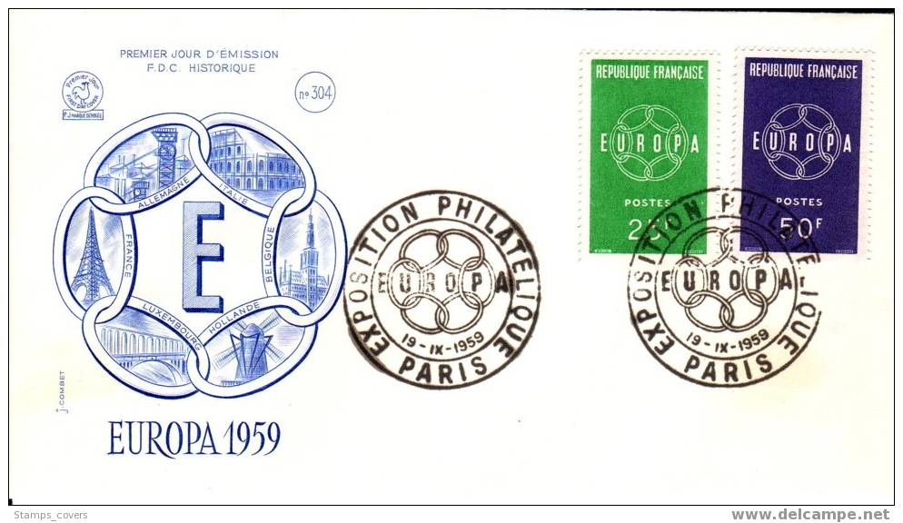 FRANCE FDC YVERT 1218/19 €4.00 EUROPA 1959 - 1959