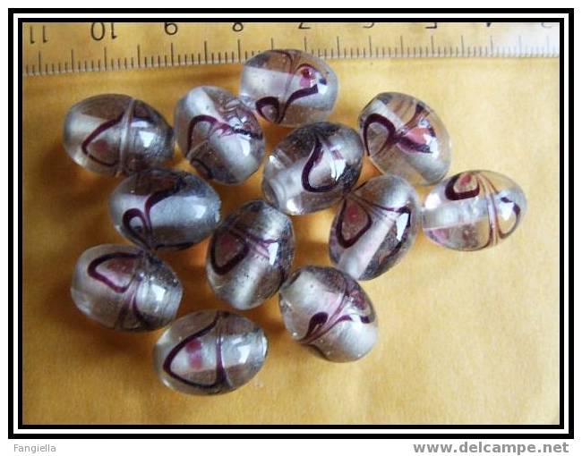 Lot De 5 Perles Artisanales à La Lampe En Verre Multicolore Environ 15x12mm - Perlas