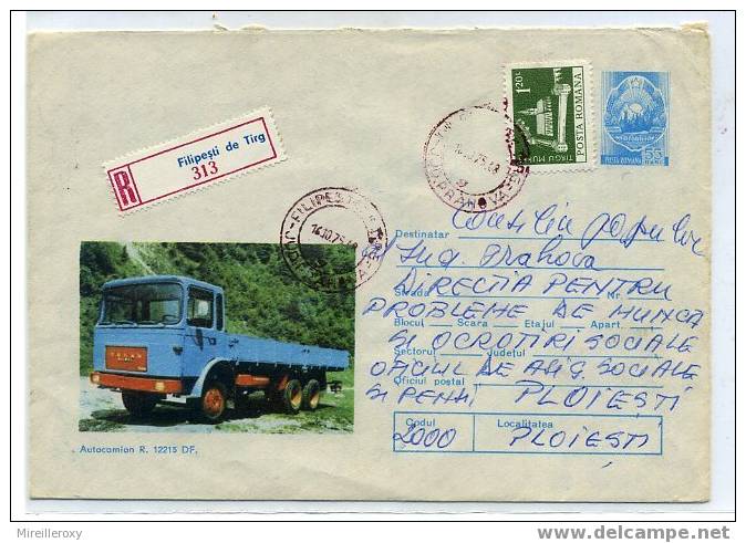 VOITURE / CAMION /  ENTIER POSTAL / ROUMANIE / RECOMMANDE / STATIONERY - Trucks
