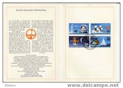 DDR043/ ETB Nr. 6 – 1986 – 4-er Zusammendruck – Weltraumflug (space) - 1. Tag - FDC (Ersttagblätter)