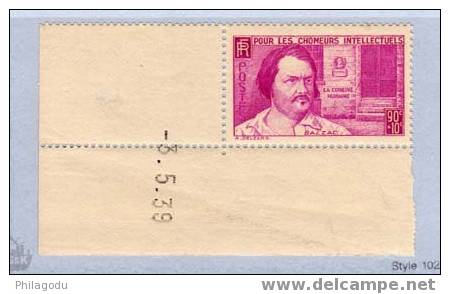 1939, Honoré De Balzac, N° 438 ** Avec Coin Daté 3-5-39, - 1930-1939