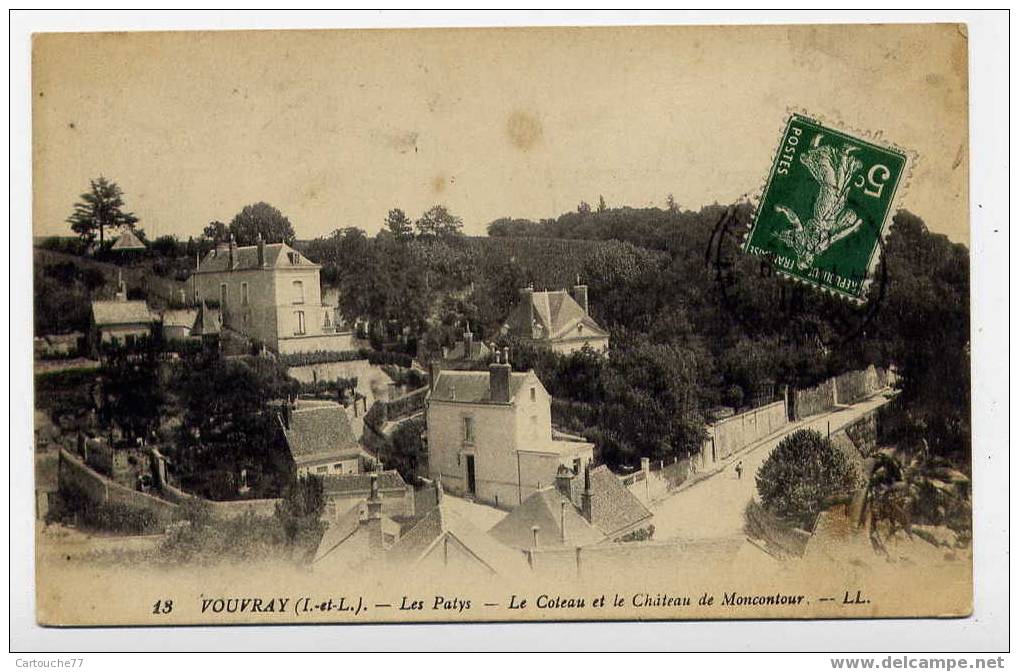 J18 - VOUVRAY - Les PATYS - Le Coteau Et Le Château De Moncontour (1916) - Vouvray