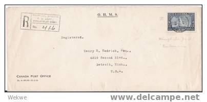 461 / CANADA – Official Mail To USA  1935, OHMS, Single Franking Royal Yacht Britannia - Briefe U. Dokumente