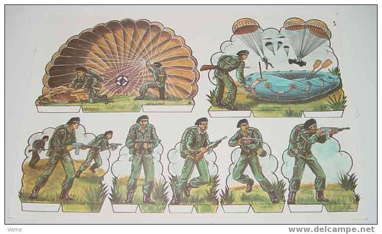 ANTIGUO RECORTABLE MILITARES - ESCENAS DE GUERRA Nº 1 - MIDE 34 X 24 CMS. PAPER SOLDIER - Army