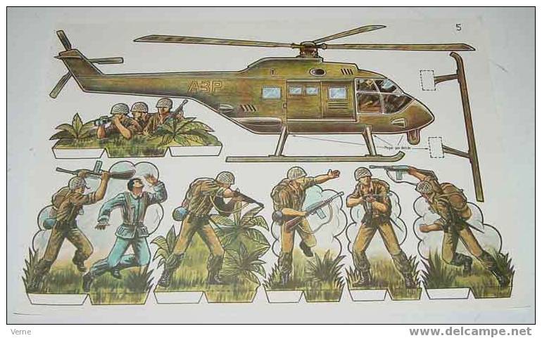 ANTIGUO RECORTABLE MILITARES - ESCENAS DE GUERRA Nº 5 - MIDE 34 X 24 CMS. PAPER SOLDIER - Army