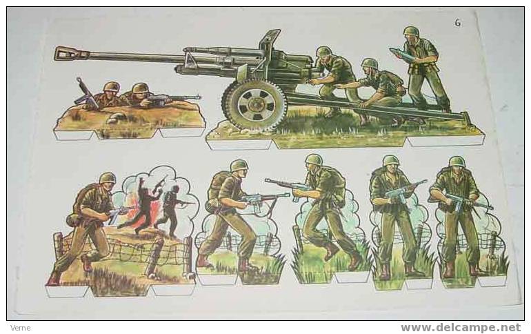 ANTIGUO RECORTABLE MILITARES - ESCENAS DE GUERRA Nº 6 - MIDE 34 X 24 CMS. PAPER SOLDIER - Army