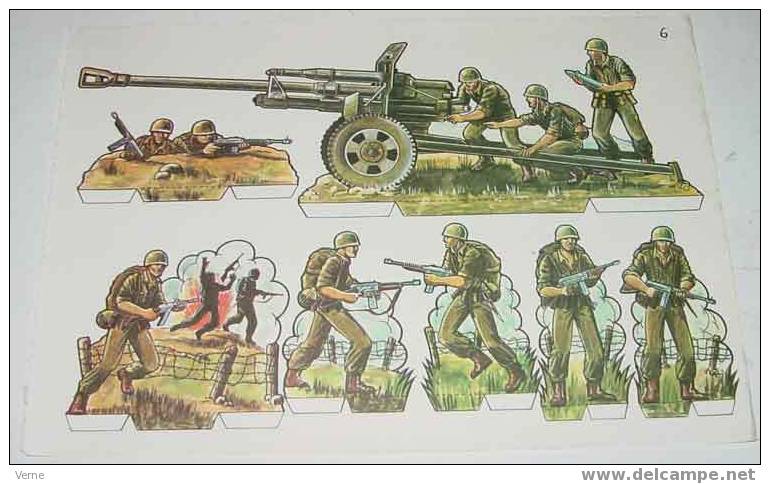 ANTIGUO RECORTABLE MILITARES - ESCENAS DE GUERRA Nº 6 - MIDE 34 X 24 CMS. PAPER SOLDIER - Militares