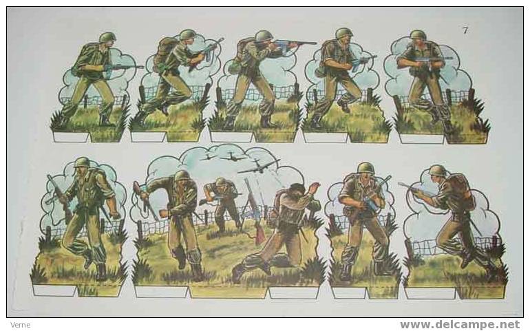 ANTIGUO RECORTABLE MILITARES - ESCENAS DE GUERRA Nº 7 - MIDE 34 X 24 CMS. PAPER SOLDIER - Militaires