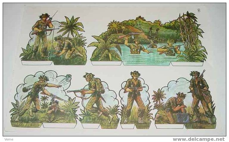 ANTIGUO RECORTABLE MILITARES - ESCENAS DE GUERRA Nº 8 - MIDE 34 X 24 CMS. PAPER SOLDIER - Militares