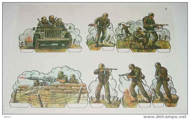 ANTIGUO RECORTABLE MILITARES - ESCENAS DE GUERRA Nº 9 - MIDE 34 X 24 CMS. PAPER SOLDIER - Leger