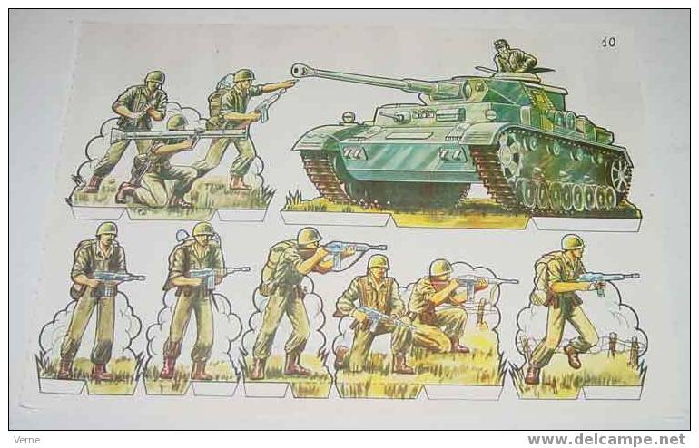 ANTIGUO RECORTABLE MILITARES - ESCENAS DE GUERRA Nº 10 - MIDE 34 X 24 CMS. PAPER SOLDIER - Leger