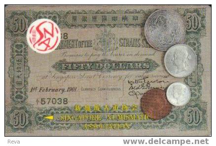 SINGAPORE $2 MONEY  BANKNOTE  COINS  NUMISMATIC ASSOCIATION CODE:1SNAA COMPANY COMPLIMENTARY - Singapore