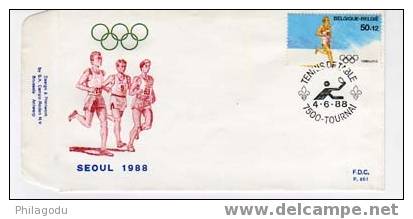Belgique 1988, FdC  Jeux Olympiques De Séoul,  Course à Pied - Ete 1988: Séoul