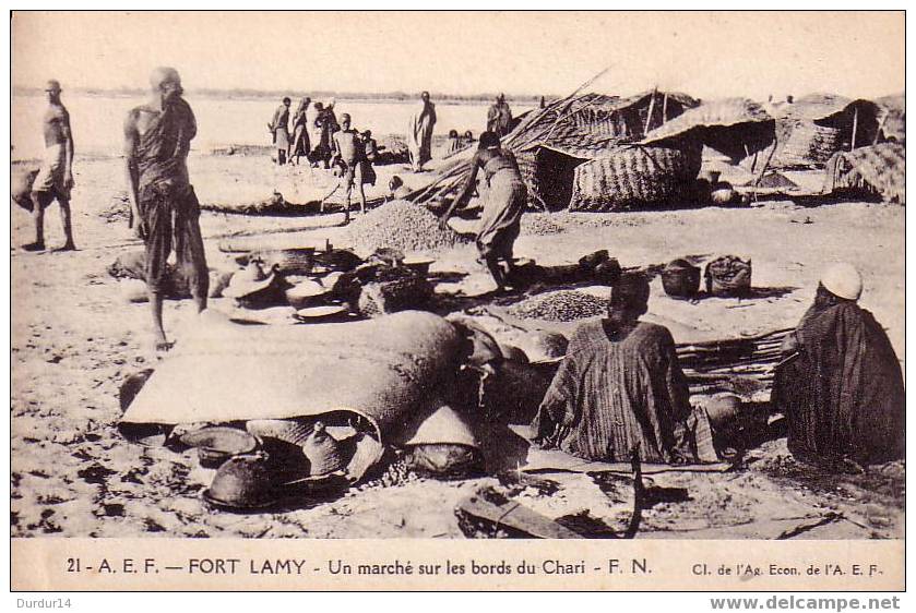 AFRIQUE / TCHAD. / FORT LAMY / Un Marché Sur Les Bords Du Chari - F.N.  (Cl. De L´Ag. Econ. De L´A.E.F.) - Tschad