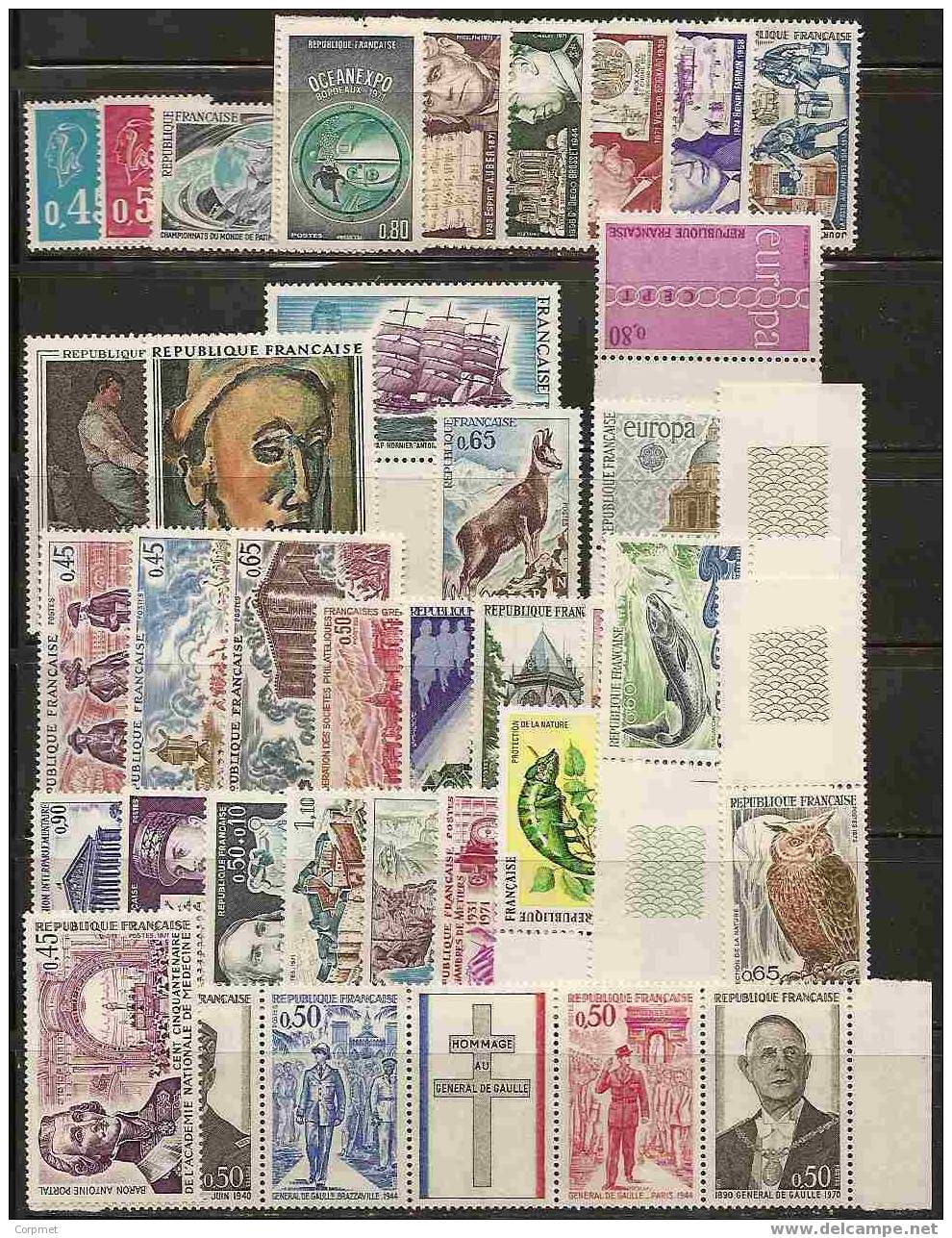 FRANCE ANNÉE 1971 VF  MINT (NH) Yvert # 1663 Au # 1699 - Valeur De Catalogue EUROS 30.20 - 1970-1979