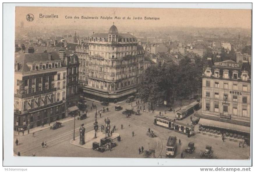 Bruxelles : Coin Des Boulevards Adolphe Max Et Du Jardin Botanique Avec 2 Trams - Corsi