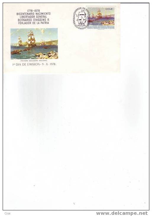 CILE 1978 - FDC - Yvert  503 - Annullo Speciale Illustrato - Veliero - Marittimi