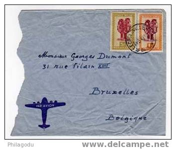 Congo Belge 1959,, Masques Sur Fragment De Lettre,  (25686**) - Storia Postale