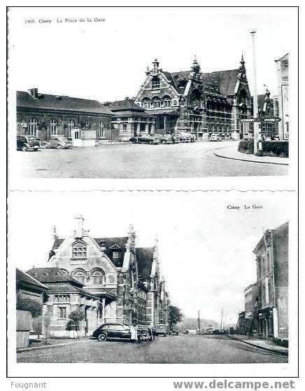 Belgique:CINEY(Namur.) :2 Cartes:1:La Place De La Gare.2:La Gare.Non écrites. - Ciney