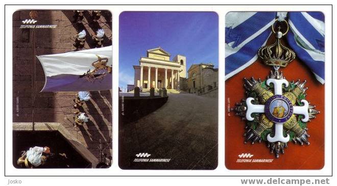 SAN MARINO - Second Issue Cards - Palace , Chateau , Palais , National Order Medal SERIE OLOGRAFICA - MINT & RARE Cards - Saint-Marin