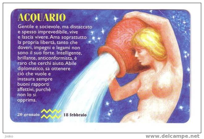 SAN MARINO  - Zodiac - Horoscope - Zodiaque - Zodiacs - Zodiaques -horoscopes- Castle Chateau RARE & MINT Card  ACQUARIO - San Marino