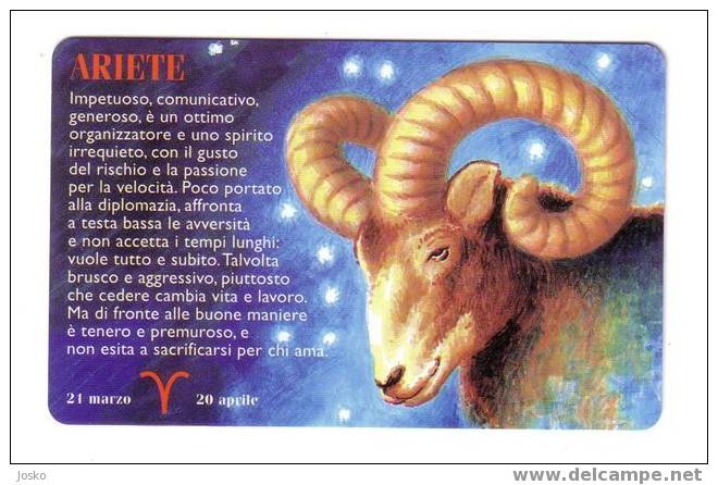 SAN MARINO - Zodiac - Horoscope - Zodiaque - Zodiacs -zodiaques- Castle  Chateau - Palais Palace RARE & MINT Card ARIETE - Zodiaco